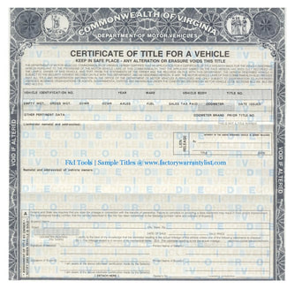 Virginia Vehicle Title