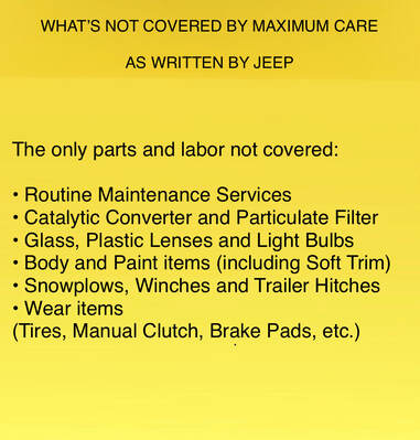 Jeep Maximum Care Exclusions