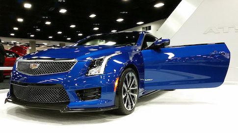 Blue Cadillac at Auto Show