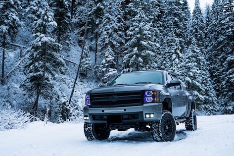 Chevy Truck in Mountain Snow