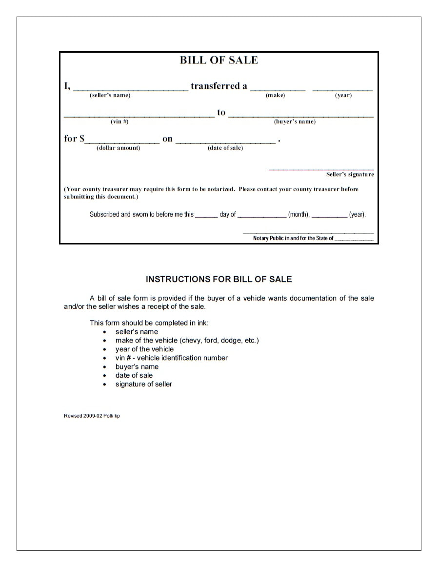 Car Bill of Sale PDF  Printable Template  AS IS Bill of Sale