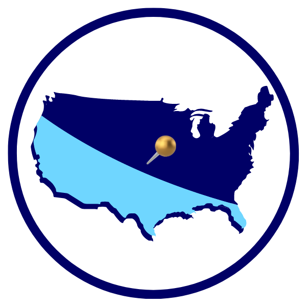 Kansas Pinned on USA Map